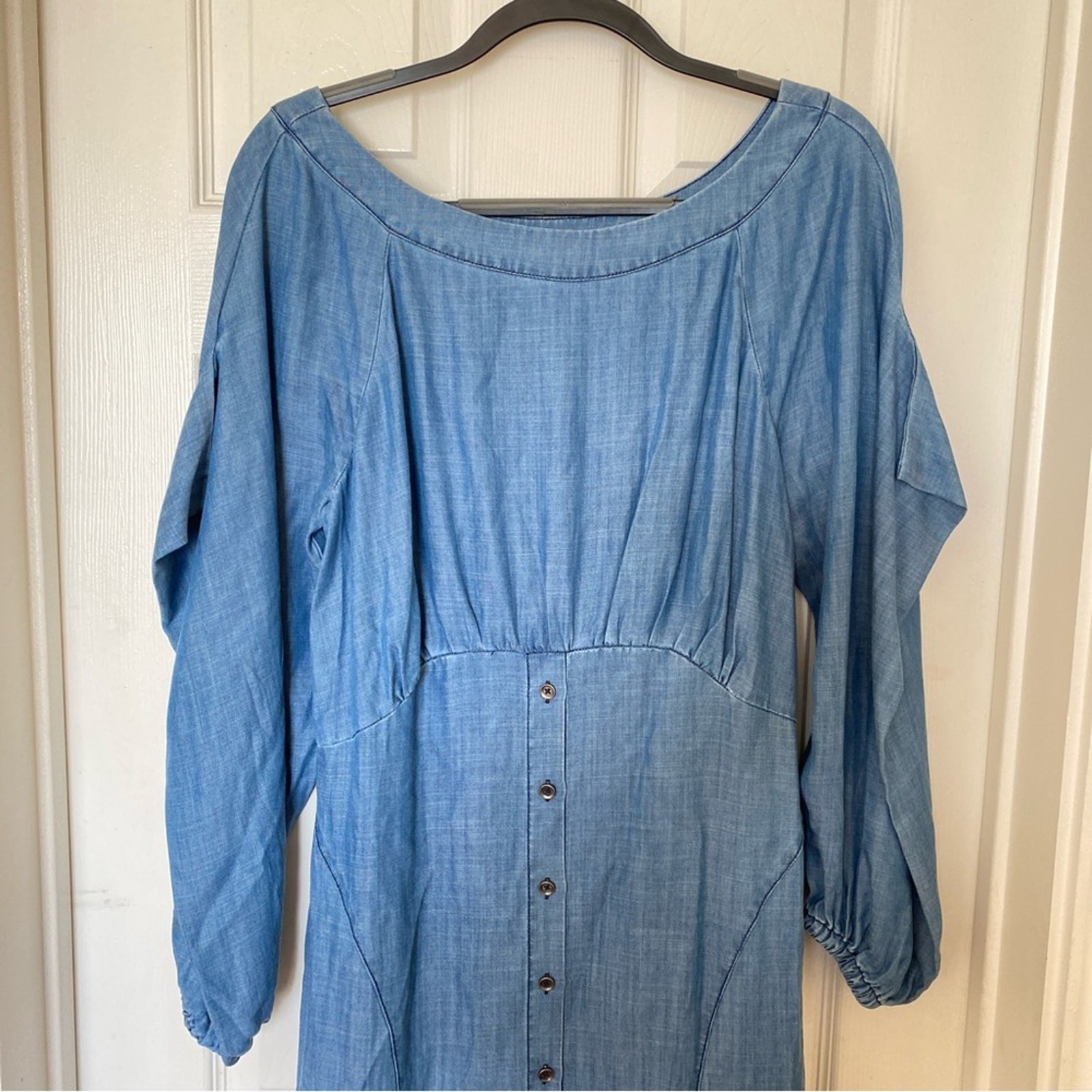 CURRENT AIR Denim Chambray Button Down Skirt Long… - image 3