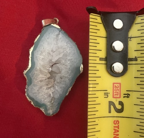 Gorgeous White Slice of Geode Pendant Gold Plate Setting-Handmade (11) - Picture 7 of 7