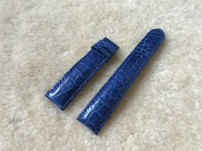 18mm/16mm Blue Alligator Crocodile Embossed Leather Watch Strap Band