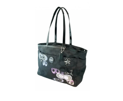 Coach Black Signature C Graffiti Optic Kiss Lock DIAPER/TRAVEL Bag