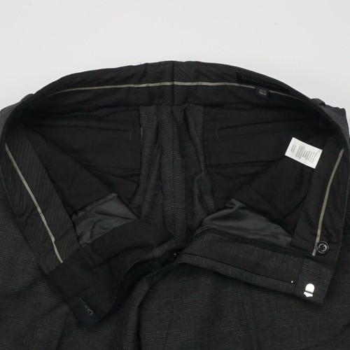BANANA REPUBLIC Lined Flat Front Wool Dress Pants Charcoal Plaid Mens 34x30 - Picture 5 of 10