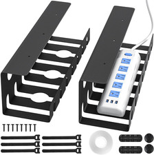 2 Pack Metal Cable Management under Desk U-Channel - Home  Office under Desk Ca