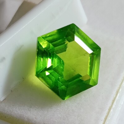 Natural Green Peridot Fancy Hexagon Cut 10.60 Ct Certified Loose Gemstones