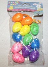 Pack of 12 Mini Foam Glitter Easter Eggs DIY Craft Ornaments 6 Solid Colors 1.5"