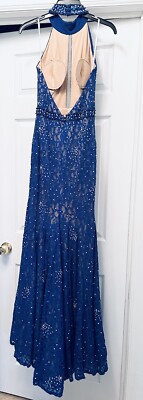 Evenings Sequin Lace Gown Dress Size S royal Blue Elegant Evening Cruise  Party | eBay