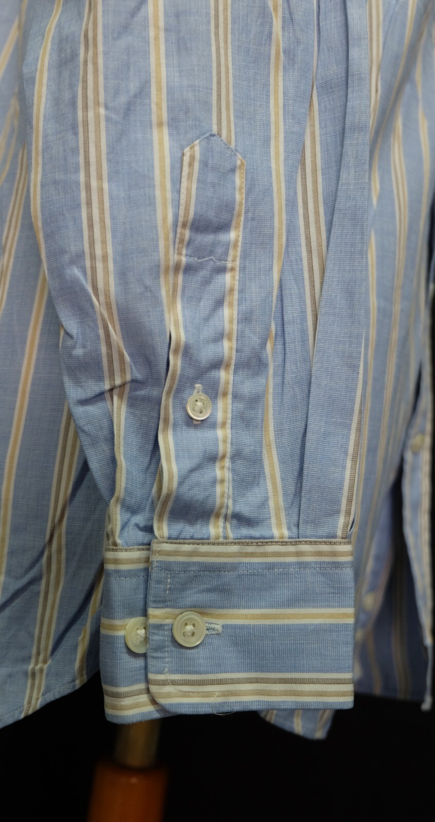 Faconnable Button Down Light Blue Striped Cotton … - image 6