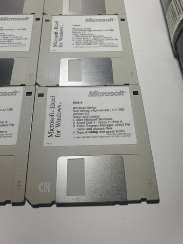 9 pk Vintage 3.5" Floppy Disks Microsoft Excel for Windows Version 5.0 Used. - Picture 5 of 8