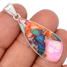 Composite Kingman Pink Dahlia Turquoise 925 Silver Pendants Jewelry CP73762