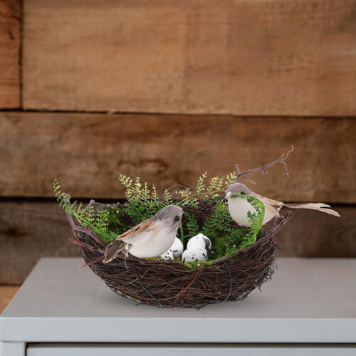 Country Chic Bird Nest - 20cm Handcrafted Vine Nest with Faux Bird Eggs - Afbeelding 1 van 12
