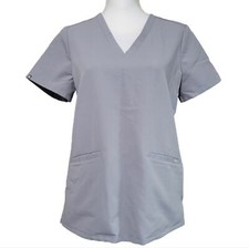 Figs Casma Three Pocket Scrub Top in Discontinued Cement Size Small