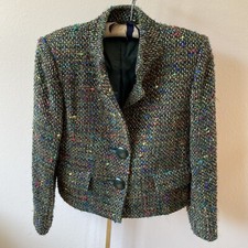 VTG Herbert Grossman Women s 6 Green Blazer Tweed Jacket Lined Union Made USA