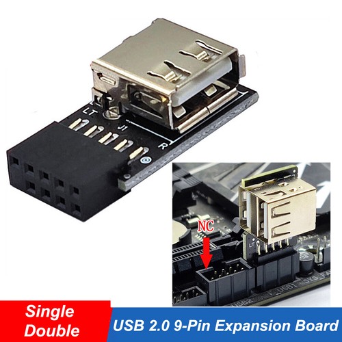 Internal Header Adapter 2 Ports USB2.0 A Female 9Pin Motherboard to Double - Picture 1 of 10