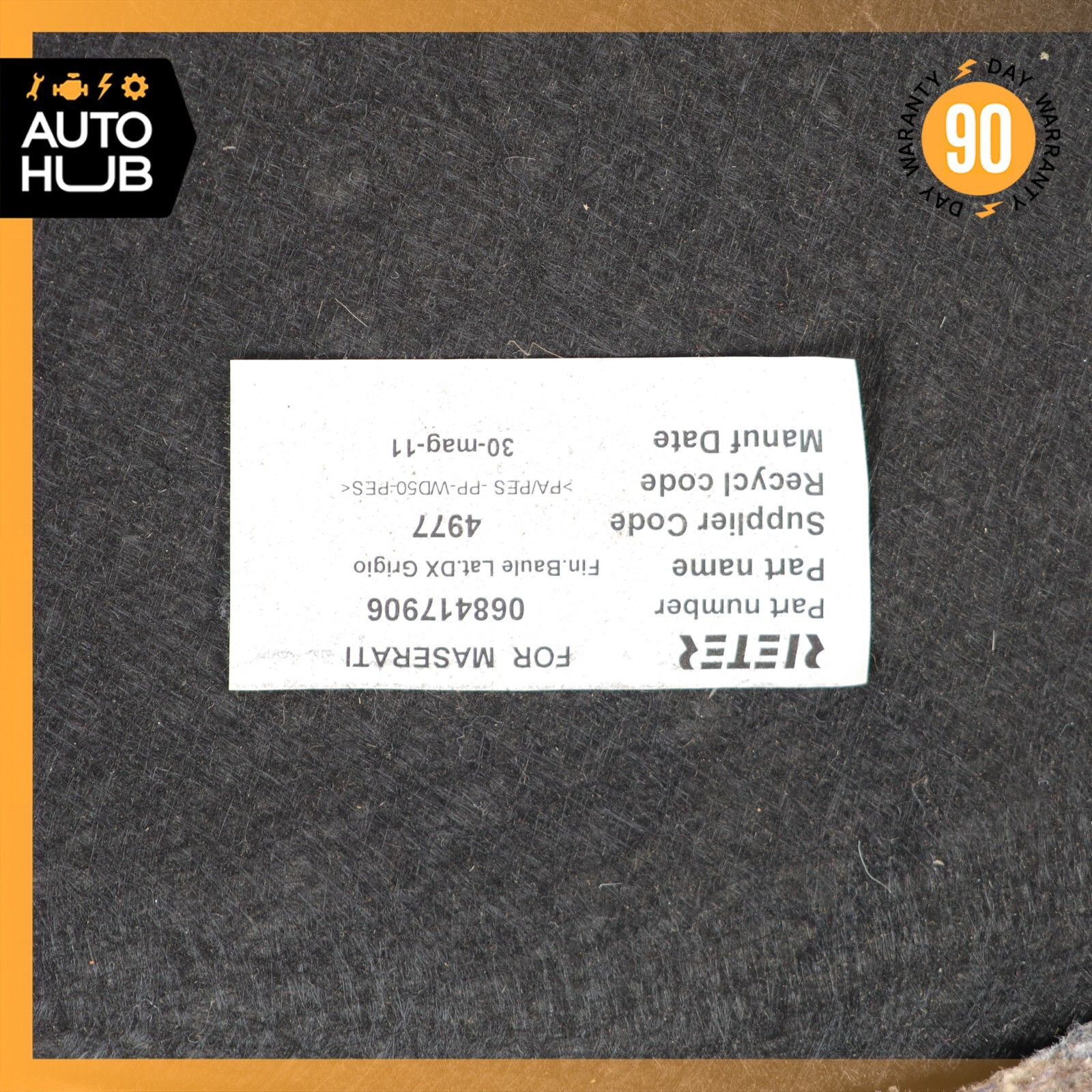 08-19 Maserati GranTurismo M145 Rear Right Side Trunk Floor Carpet Panel OEM 61k