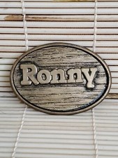 Vintage RONNY Belt Buckle By Oden - Made In USA - 2-3/4”x 2”