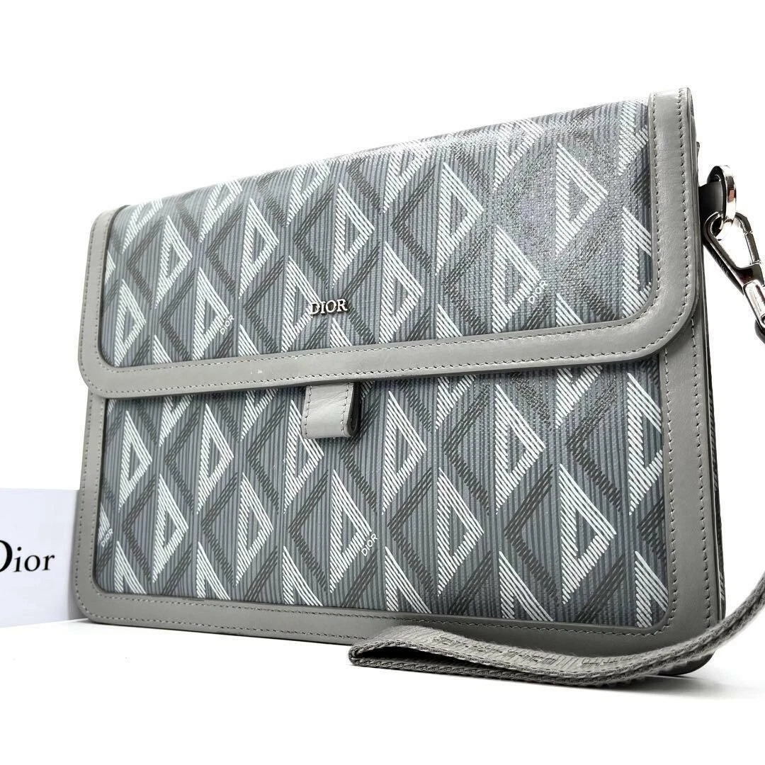 Pochette Christian Dior Diamond CD Logo Current 23SS cuir gris femme occasion