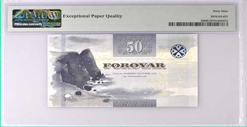 Faeroe Islands Danish Administration 50 Kronur 2011 PMG 69 SUPERB GEM UNC P-29 - Picture 2 of 2