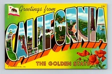 Postcard CA Large Letter Greetings From California c1950s AI3