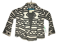 NWT Roxy Girl Sweater Jacket Black and White Size 2