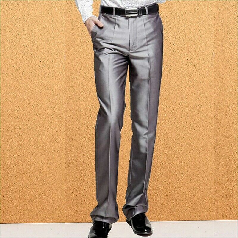 Pantalones de hombre Bell Bottom años 60 70 retro acampanados pantalones formales sensación brillante calce ajustado