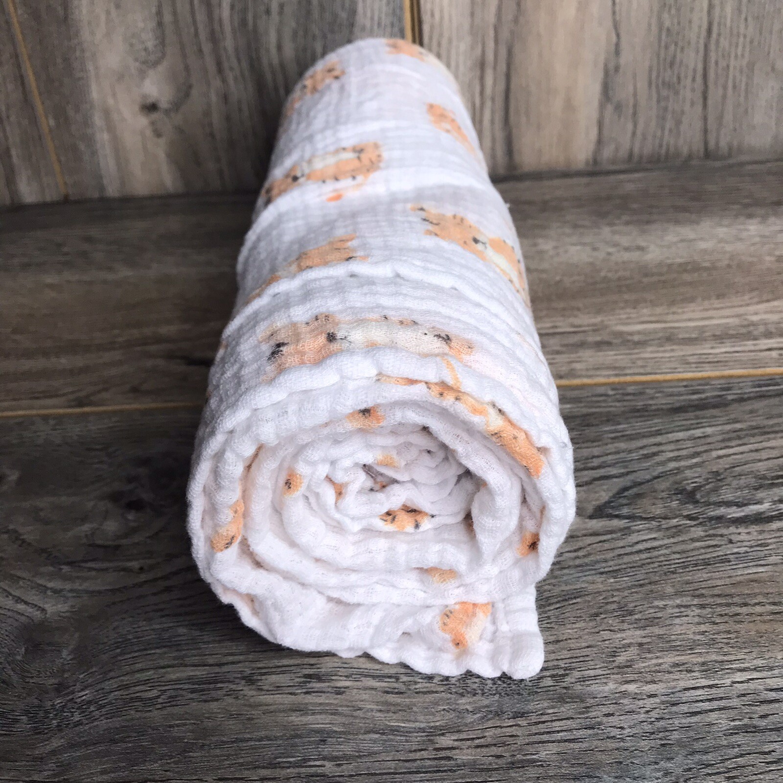 Aden and Anais Cotton Muslin Orange Tiger Cat Baby Receiving Swaddle