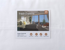 Fresh Breeze 400 Thread Count, Super Soft, Elegant QUEEN Sheet Set, 100 Cotton