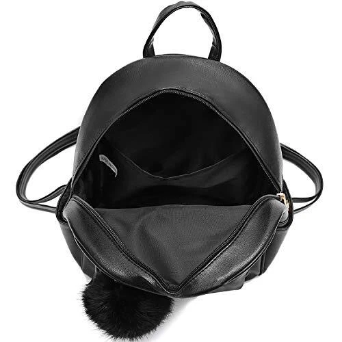 Mini Backpack Purse Girls Teen Women Purse PU Leather Pom Backpack Shoulder Bag - Image 3 of 4