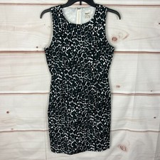 J. Crew Dress Womens 0 Green Black Leopard Sheath Sleeveless Scoop Neck Cotton