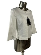 Bianca Jacket Blazer Size Medium 12 White Cotton Womens New Eu40 Rrp £110