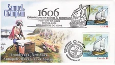 AO-4073-4, 2006, Samual de Champlain, FDC, Joint Issue, Add-on Cachet. Pictorial
