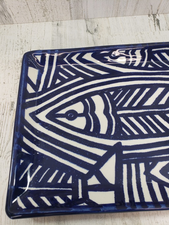 Hawkins Melbourne Pottery 13" Blue Fish Platter/Tray eBay