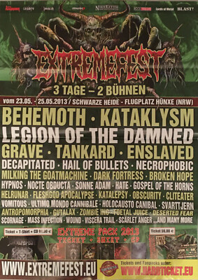 EXTREMEFEST 2013  Konzertplakat gefaltet folded  Sammlerstück Behemoth Kataklysm