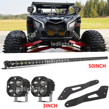 Fit for Can-am Maverick X3 50'' LED Light Bar Roof Bracket + 3" Pods work Light 