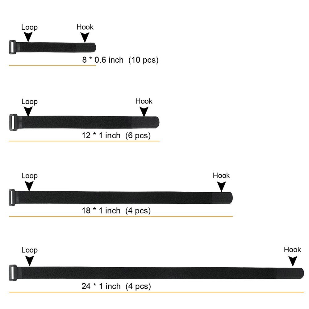 24 Yard Hook & Loop Cable Straps - Adjustable Reusable Cable Ties For Wire Management, Black 9 thumbnail image