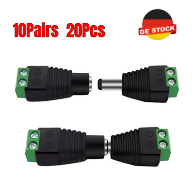 10PAIRS Male & Female 5.5mm x 2.1mm DC Power Connector Jack Plug 12V 24V