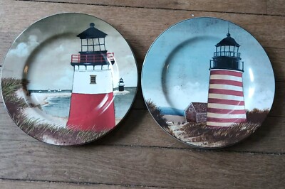 David Carter Brown Sakura ''By the Sea'' Lighthouses 2001 Dessert Salad Plates 2