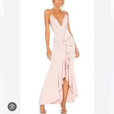 NEW NBD Revolve Light Me Up Ruffle Blush Pink Gown Size XXS
