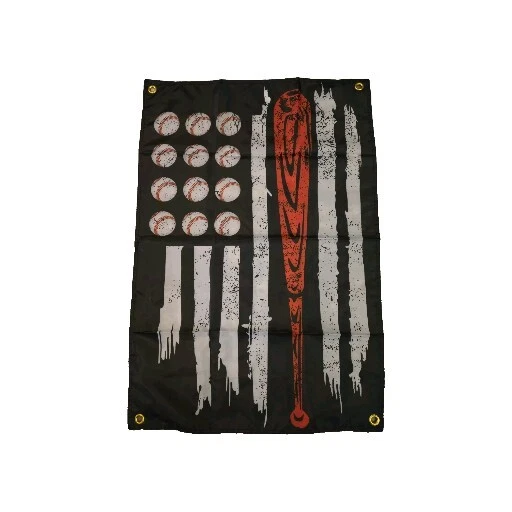Tapiz de pared de béisbol bandera estadounidense con ojales, rojo, blanco y negro  Foto 2 de 2