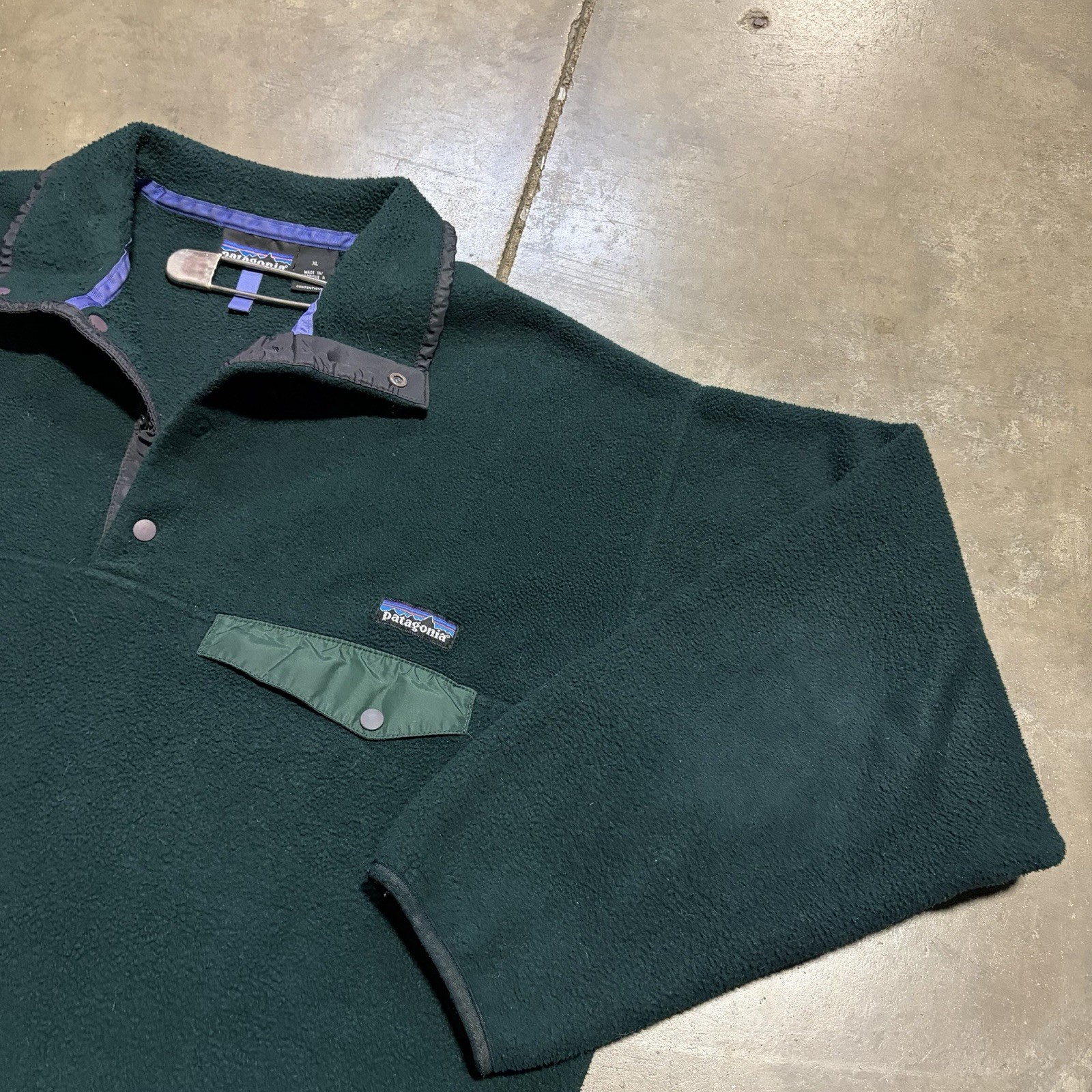 Vintage 90s Patagonia Synchilla Men XL Hunter Green Snap T Fleece Jacket USA thumbnail 4