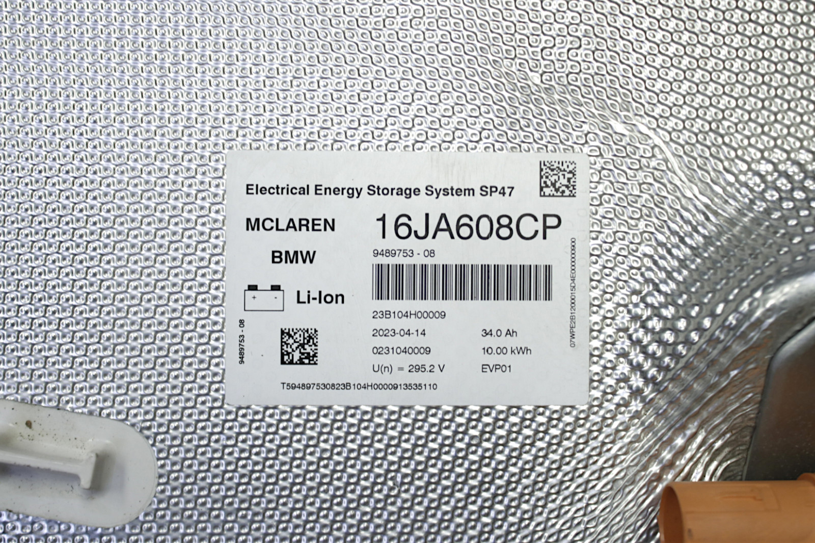 McLaren Artura High Voltage Hybrid Battery Pack 34Ah 10kWh 2023 2024 2025 OEM 3K