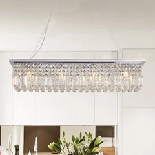 39" Rectangle Luxury K9 Crystal Chandelier Chrome Ceiling Pendant Light Fixture
