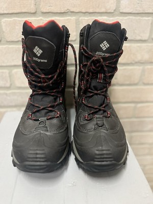 Men s Columbia Bugaboot III Boots Black/Red Techlite Waterproof 200g  Size 8