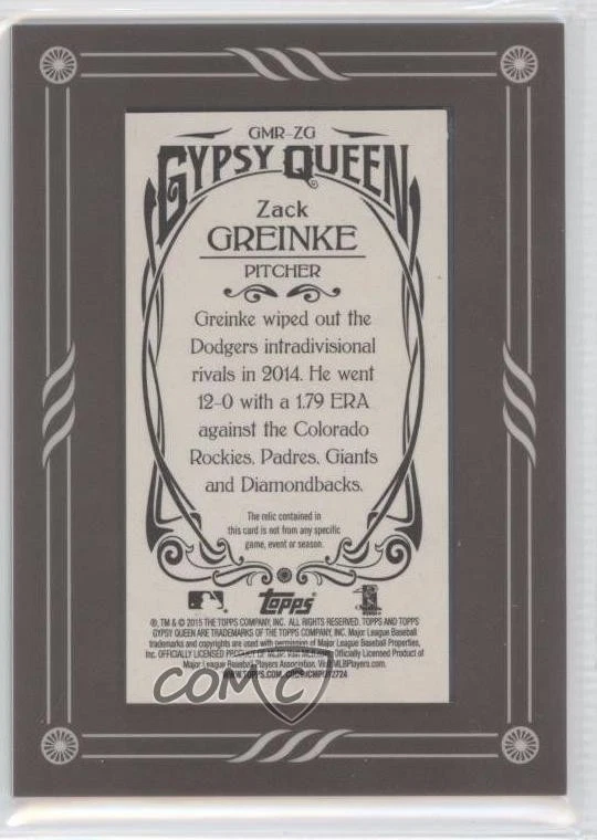 2015 Topps Gypsy Queen Mini Framed Relics Zack Greinke (Jersey) #GMR-ZG - Image 2 of 2