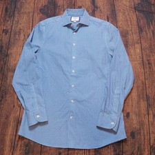 Charles Tyrwhitt Men's Long Sleeve Button Up Shirt Slim Fit Large Blue Check