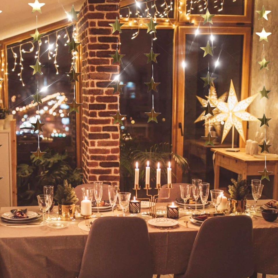 Paquete de 8 Guirnalda Estrella Dorada Colgante Decoración Navidad Noche Estrellada, Estrella Dorada Twinkl Foto 3 de 4