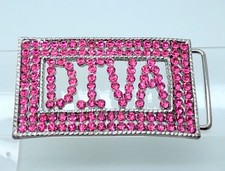 Handmade beautiful fancy DIVA Letter Belt Buckle with pink crystal Rhinestone