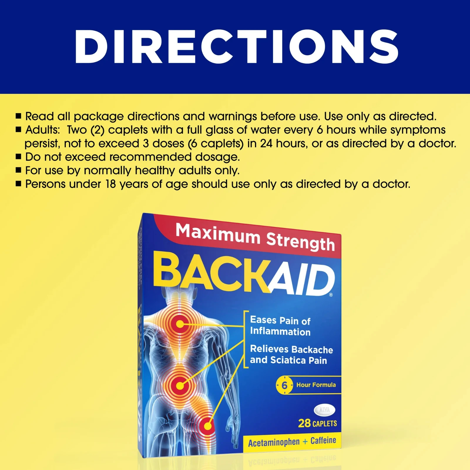 Backaid Max Maximum Strength Pain Relief Caplets, 28 CT