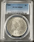 1881 P Morgan Silver Dollar $1 PCGS MS64