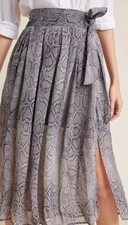Anthropologie Maeve Annette Snake Print Pleated Midi Skirt Size 14 Tie Waist