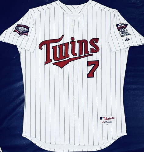 Authentic Joe Mauer #7 Minnesota Twins 2009 Metrodome Final Majestic Jersey 48