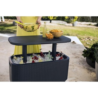 Keter Garden Bar 2in1 Tisch Bar mit Kühlbehälter Bevy Cool Rattan
